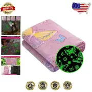 Glow in the Dark Butterfly Blanket - Cozy Flannel Throw for Kids 60"x80"
