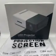 LED Mini Portable Projector up to 1080P with 100" Projector Screen New in Box