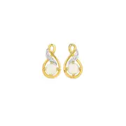 9ct Gold, White Opal And Diamond Earrings in White