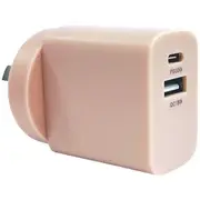 Otto 30W 2-Port USB-C + USB-A Wall Charger Pastel Pink