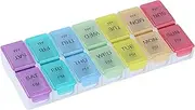 Lancoon Portable Pill Organiser Travel Box Moisture Resistant, 14 Compartments 7 Days a Week, Easy to Clean, Large Compartment for Vitamin Medication Tablets Supplements