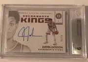 JUSTIN JACKSON ENCASED RED 2017-18 ROOKIE SCRIPTED SIGNATURES /25 AUTO BGS 9.0
