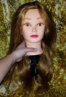 24" HUMAN & SYNTHETIC MIXED HAIR COSMETOLOGY TRAINING MANNEQUIN HEAD TABLE CLAMP