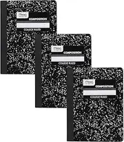 Mead Composition Notebook, 3 Pack, College Ruled Paper, 7-1/2" x 9-3/4", 100 Sheets per Comp Book, Black Marble (38111)