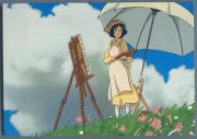 Studio Ghibli Postcard The Wind Rises Nahoko Painting Field Blue Sky Anime