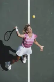 American tennis player Chris Evert pictured in action during prog - Old Photo 2