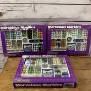 3 Box Sets of Glass Marvelous Marbles Deluxe VTG NEW w Jumbo Shooter Game Book