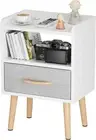 Mid Century Modern Night Stand with Drawer Open Shelf Rustic Brown Bedside Table