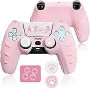 BRHE Cute Cat Claw PS5 Controller Skin - Non-Slip Silicone Protective Cover for Playstation 5 Wireless Controller with 2 Thumb Grip Caps,1 cat Sticker,4 Remote Sensing Coils