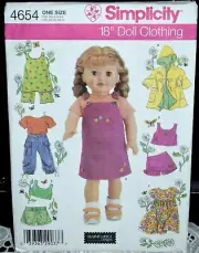 SIMPLICITY SEWING Pattern 4654 18" Doll Clothes Elaine Heigl Design UNCUT