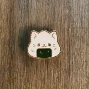 Enamel Pin - Kawaii Cat Onigiri, Cute Kitty Rice Ball Sushi