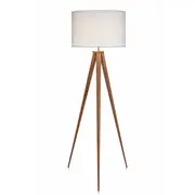 Teamson Home Romanza 60" Postmodern Tripod Floor Lamp with Drum Shade, Natural/White