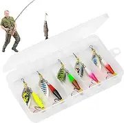 Trout Spinners | Treble Hooks Spinnerbait Fishing Lure - Spinner Baits Kit with Tackle Box for Bass Fish Enthusiasts Freshwater Saltwater Fish