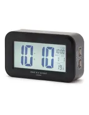 [One Six Eight London] Rielly Black Digital Rectangle Alarm Clock