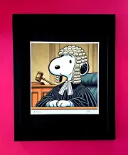 AIDAN FLUX Hand Signed Authentic Print 14x11in. Framed Snoopy is the Judge COA