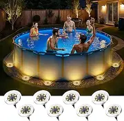 SOLPEX 8 Pack Solar Pool Lights for Above Ground Pools (Warm White)