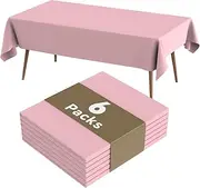 Fantastshop Disposable Plastic Tablecloth - 6 Pack Pink Rectangle Table Cloth for Wedding, Party, Picnic, Camping, BBQ, Waterproof Table Cover, 54 x 108 Inch.