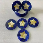 Lapis Coaster Set Holder Semi-Precious Stone Inlay Handcrafted Home Decor