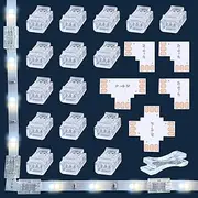 [Wefomey] LED Strip Connectors, Transparent Cuttable X, T and L Shape 3-Pin LED Corner Connectors for 8mm Wide Waterproof or Non-Waterproof SMD 3528/2835 LED Strip Gapless Solderless Connector