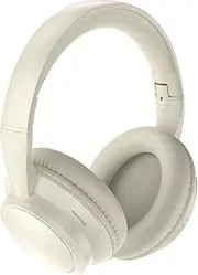 Laser Wired/Wireless Bluetooth Headphones with Built-in Microphone, 10 Hours Battery Life, USB C Charging, AUX Cable Included, Customizable EQ Modes (Bass, Pop, Vocal) - Beige