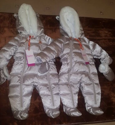 BNWT TED BAKER 0-3 MONTHS PLAIN PEARLISED 2 SNOWSuit