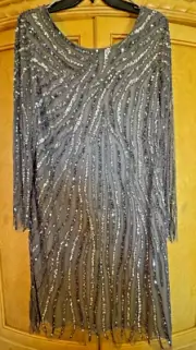 Aidan Mattox Grey Embellished Knee-Length Party Dress Size: 22W/Style:054443851