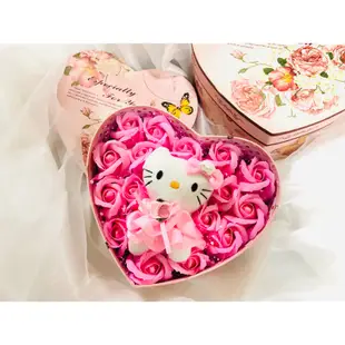 Hello kitty情人節禮盒/玫瑰花/香皂花/乾燥花/花束