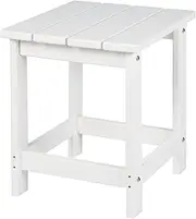 [LZRS] Adirondack Square Side Table, Pool Composite Patio Table,HDPE End Tables for Backyard,Pool, Indoor Companion, Easy Maintenance & Weather Resistant(White)