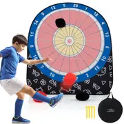 Costway Foldable & Portable Dartboard Soccer Target Dartboard w/4 Kick Balls & 1 Bag Black