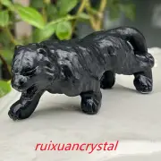 4"Natural Obsidian Quartz Hand Carved tiger skull Crystal Reiki healing1pc