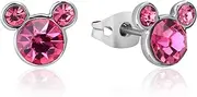 [Disney] Women's Mickey OCT Birthstone earrings Stud Earrings, Silver, 1CM