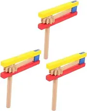 ibasenice 3pcs Hand Castanet Drums Musical Xylophone Keyboard Flute Tambourine Instrument Castanet with Long Handle Long Handle Castanet Castanet Castanets Wood