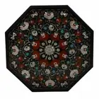 2' black Marble Dining Coffee Center side Table Top inlay malachite antique t8