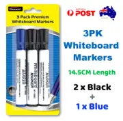 3pk Whiteboard Markers School Office White Board Dry Erase Black Blue Bullet Tip