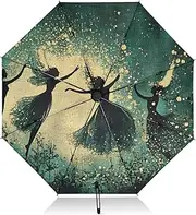 [PDZRMY] UV Protection Travel Umbrella Fairy Dance Fantasy Compact for Rain and Sun - Auto Open and Close UPF 50+ Windproof Portable 46” Sun Umbrella for Women and Men