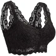 [ANMUR] Womens Post Surgery Padded Mastectomy Bras Push Up Sexy Lace Pocket Bra Underwear for Silicone Breast Forms (Color : Black, Size : M/Medium)