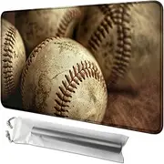 RWUTYTIUL Card Playmat 24 X 14 Inch with Playmat Tube Bag, Card Gameplay Playmat with Stitched Commander Deck Board MTG RPG CCG TCG Card Game Playing Desk Mats for Beginner, Baseball