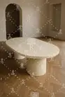 Elliptical Selenite Dining Table – Minimalist Oval Design in Polished Stone
