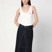 [Chloé] White ribbed tank top with logo M White