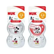 NEW NUK Silicone Soother - Mickey Mouse 0-6M (Twin Pack)