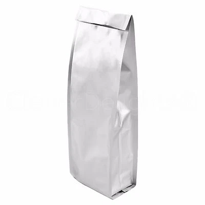 100 Silver Coffee Bags - 1 Pound (16oz) Bag - Heat Sealable Retail Packaging