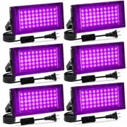 6 Pack 50W Black Light, LED Blacklight with US Plug and Switch, Black Lights ...