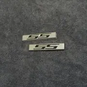 2x Black Silver Small SS Chrome Metal Sticker Decal Badge Emblem 3D Turbo Sports (for: Peugeot)