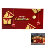 Christmas Banner Hanging Backdrop for Christmas Garage Door Decoration-Red