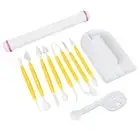 11 Pcs Sugarcraft Fondant Smoother Cutter Embosser Baking Rolling Tool Kit Set 1