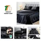 Satin King Sheet Set, Black Satin Sheets for King Size Bed, Silk-Like Satin K...