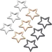 [Ptwola] 9 Pcs Star Shaped Stainless Steel Keychain Clip Carabiner Snap Hook Holder Zinc Alloy Heavy Duty Carabiners Key Chain Charms for Camping Hiking Fishing Wallet Purse Handbag Backpack Accessory