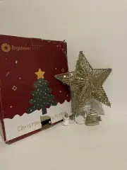 Gold Wire Glitter Star Christmas Tree Topper Large 11”
