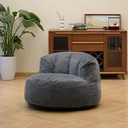 N&V Large Crescent Bean Bag Chair, Adult Size Bean Bag Sack, Foam Filling, Soft Premium Corduroy Bean Bag for Living Room Bedroom Dorm and Office (Frost Gray)
