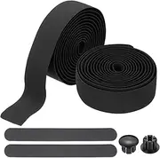 uxcell Bike Handlebar Tape, 2 Rolls 6.6 Feet Bike Grip Tape High-Elasticity EVA Foam Cycling Handle Wraps Comfortable Non-Slip Shock Bicycle Wrap with End Plugs for Road Bike, Black